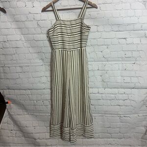 Japna Striped Ankle-Length Jumpsuit in Black and White